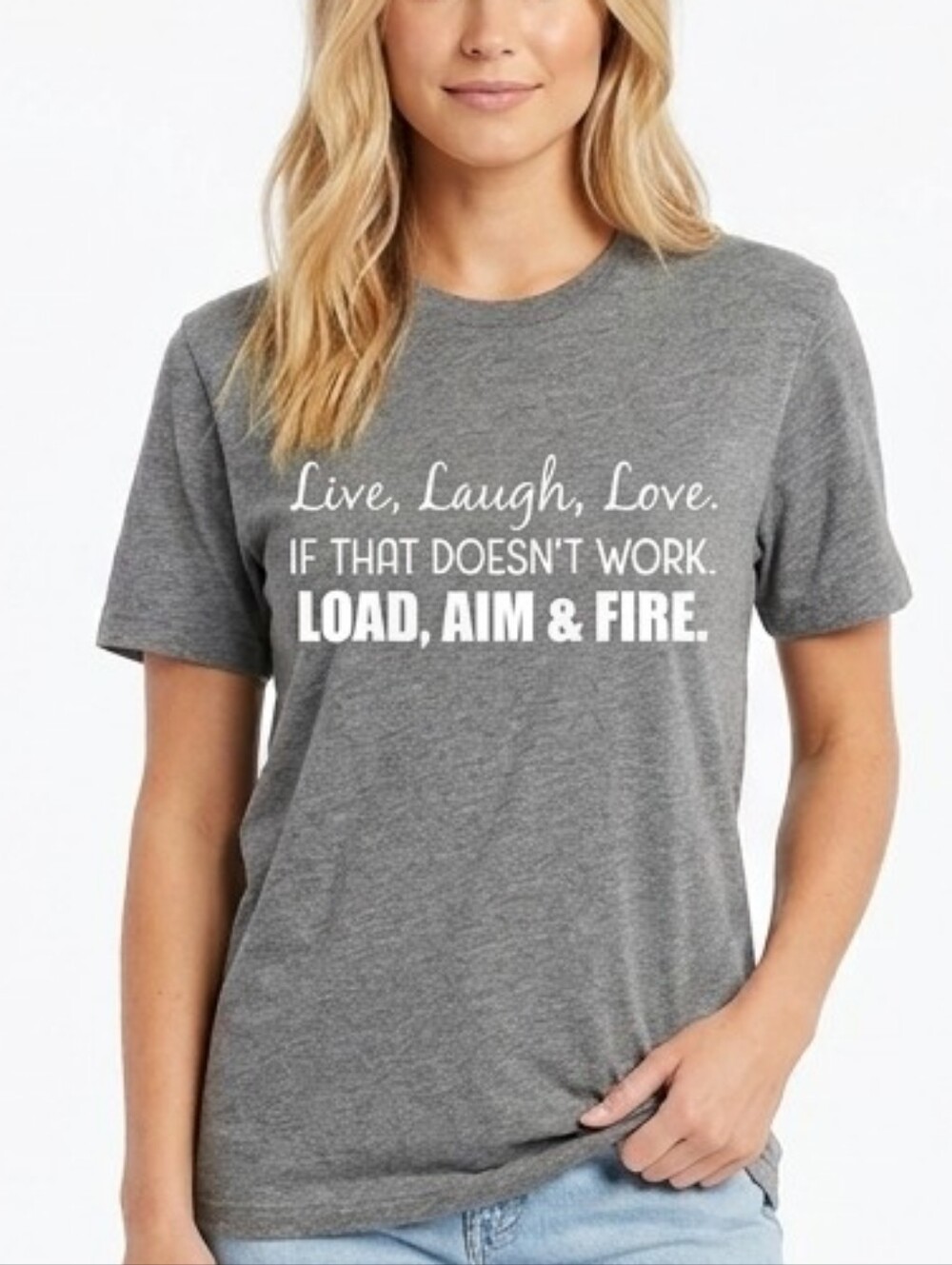 Live, Laugh, Love Graphic Tee Gray NWOT